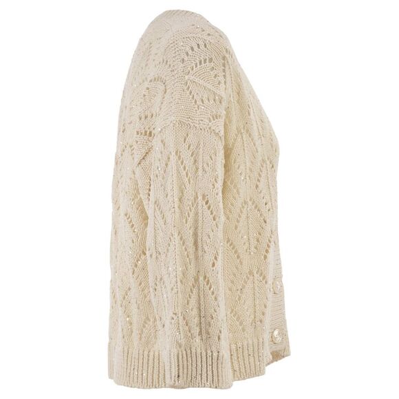 Peserico Women Cotton Cord Cardigan With Sequins